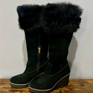 UGG Black Fur-Trimmed Winter Boots